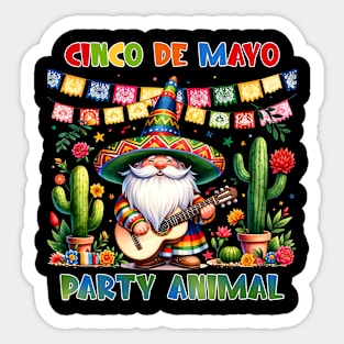 Cinco de Mayo Party Animal Gnomies Somebro Poncho Fiesta Sticker